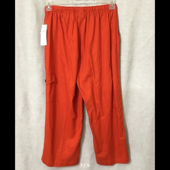 NWT~ERIKA Capri Small~Yam\Red Elastic Waist Drawstring w/ Wooden Printed Beads - Picture 6 of 8